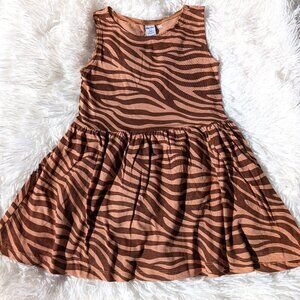 Wild Style: Sleeveless Zebra-Stripe Dress for Girls in Earthy Tones